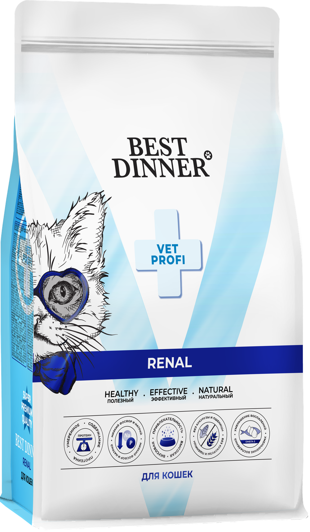 Сухой корм Best Dinner Vet Profi Renal Бест Диннер Ренал диета для взрослых кошек поддержание функции почек 400 г
