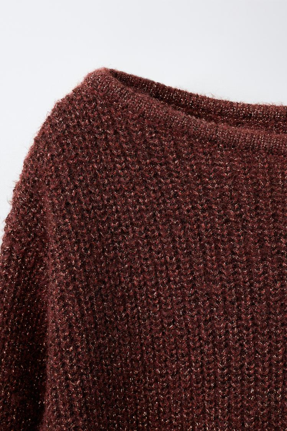 ZARA СВИТЕР С ЛЮРЕКСОМ И ШАРФОМ, ТЕМНЫЙ ЧЕРЕПИЧНЫЙ