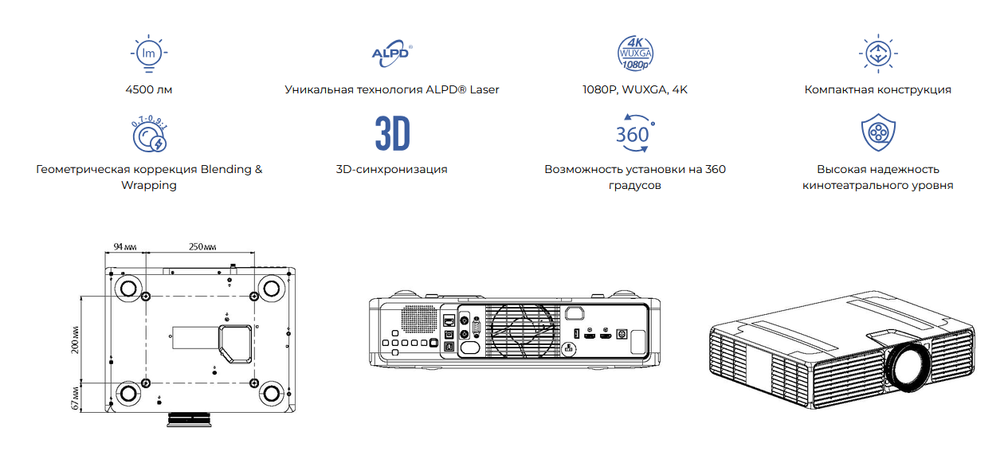 Проектор Appotronics AL-MU500A с объективом AL-ML100MA лазерный
