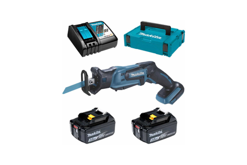 Аккумуляторная сабельная пила Makita LXT 18 В, ход 13 мм, рез 50 мм, 2x3.0 Ач, ЗУ DJR185RFE