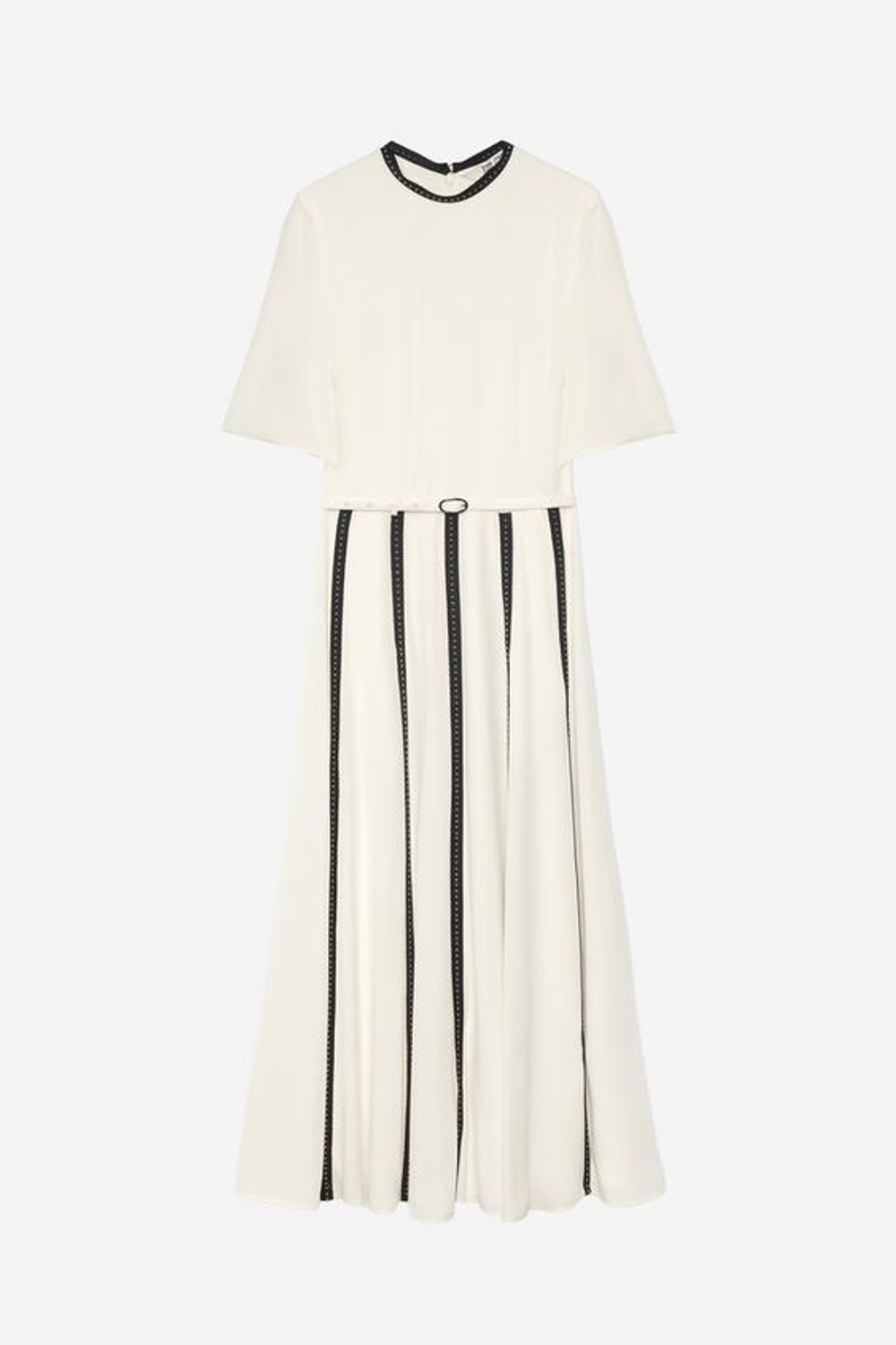 ZARA ПЛАТЬЕ С КОНТРАСТНЫМИ ЛЕНТАМИ И ЗАКЛЕПКАМИ — THE ITEM, ЭКРЮ