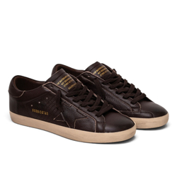 Men's Super-Star in dark brown leather with tone-on-tone leather star
