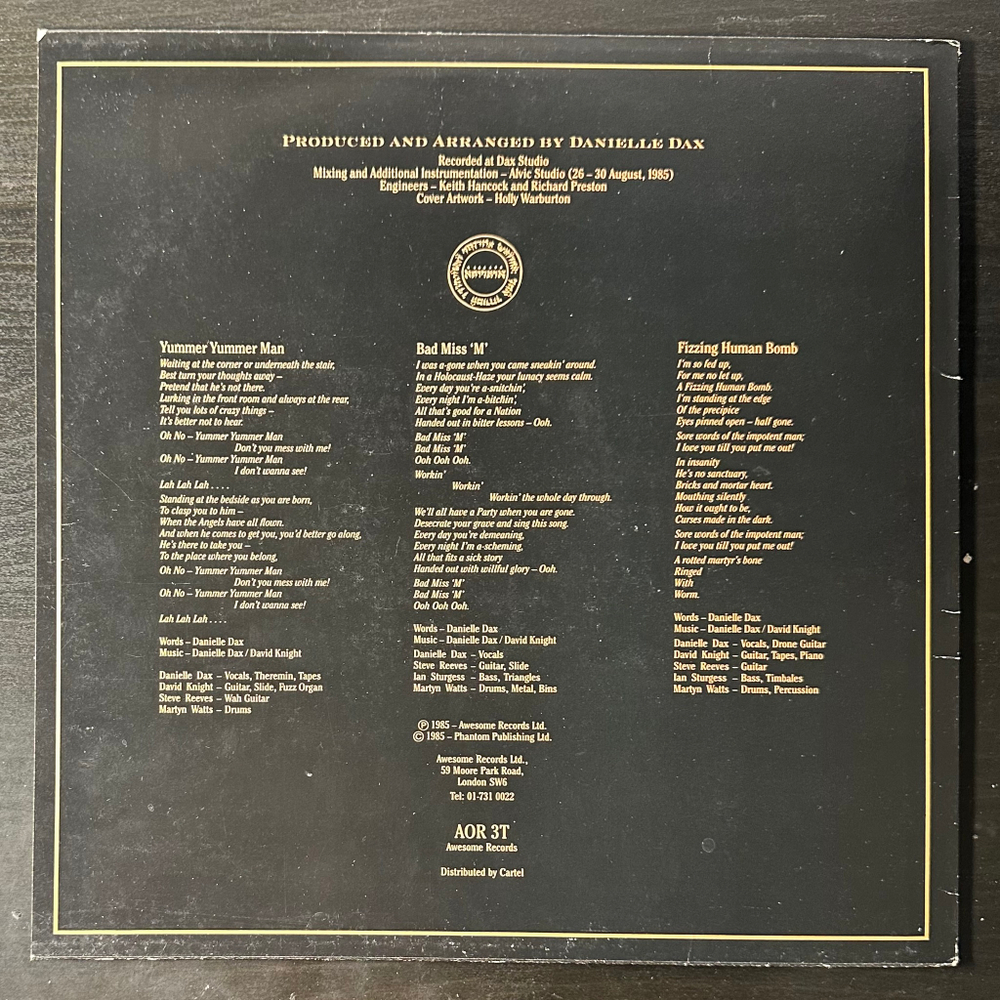 Danielle Dax ‎– Yummer Yummer Man (Англия 1985г.) 12", 45 RPM