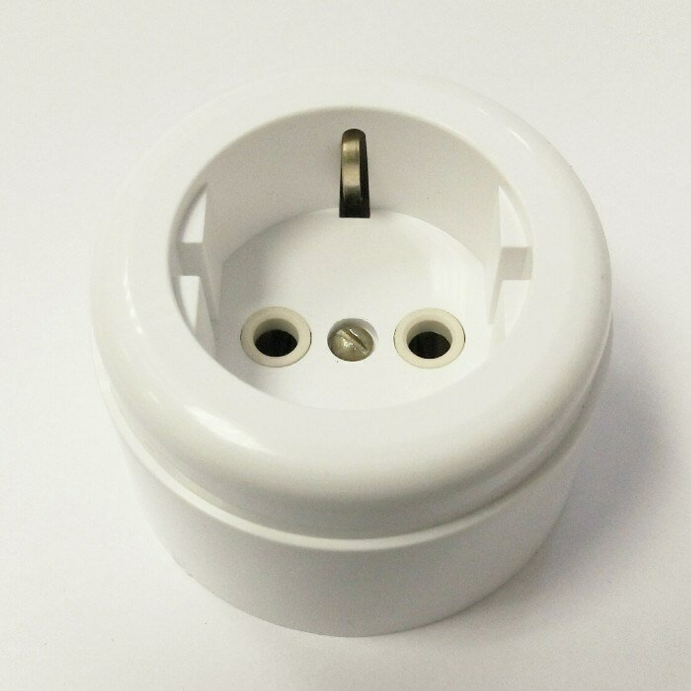 Розетка ретро пластиковая Белая INTERIOR ELECTRIC