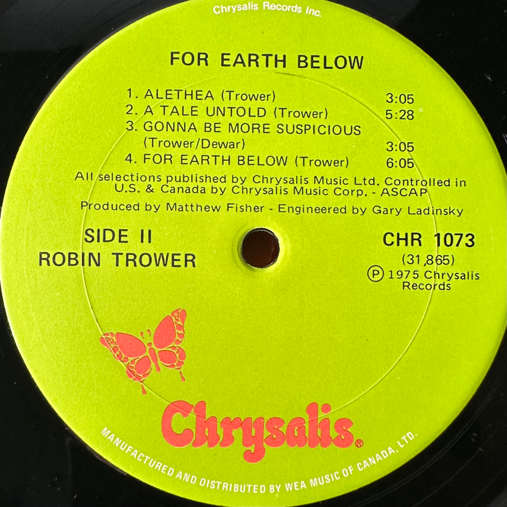 Robin Trower ‎– For Earth Below (Канада 1975г.)