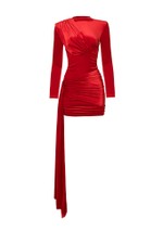 «Velvet case» Платье мини с драпировками из бархата.