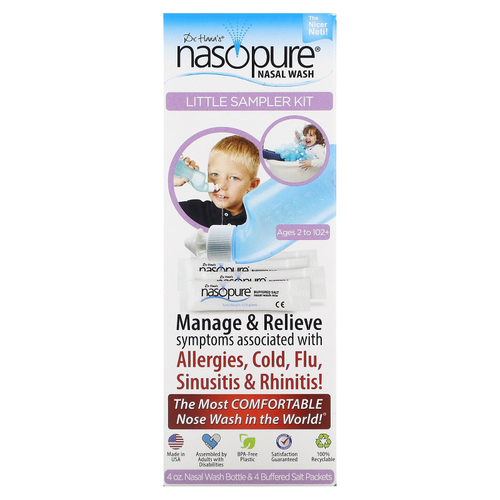 Nasopure, Dr. Hana's Nasal Wash, набор для промывания носа, для детей от 2 до 102 лет, набор из 6 предметов