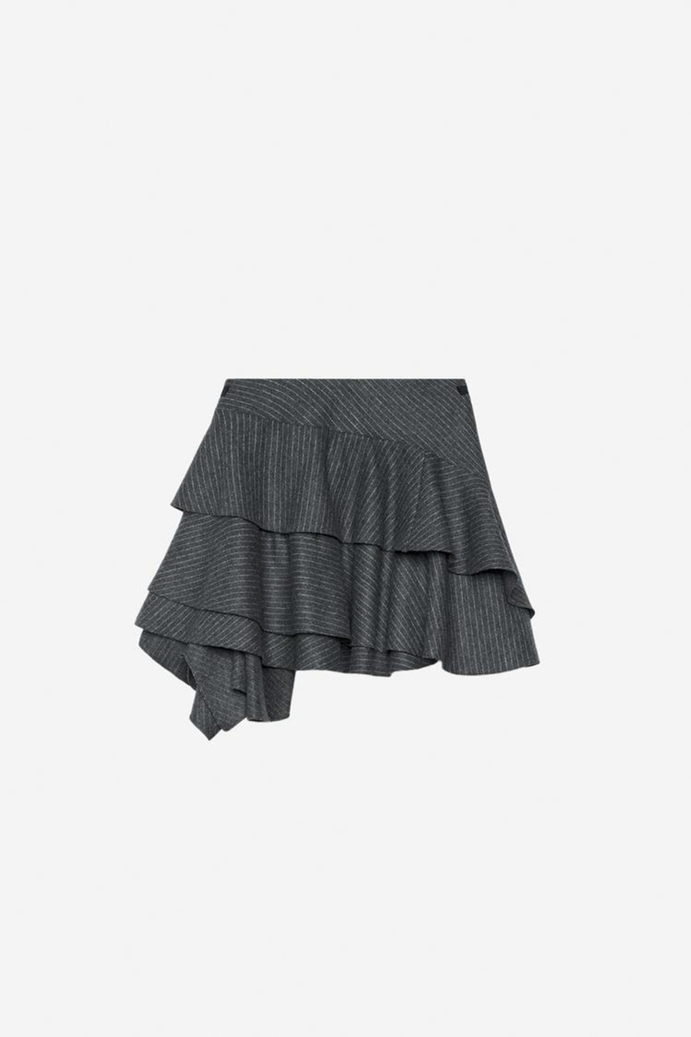 ZARA ЮБКА В ПОЛОСКУ С ШЕРСТЬЮ — THE ITEM, СЕРЫЙ