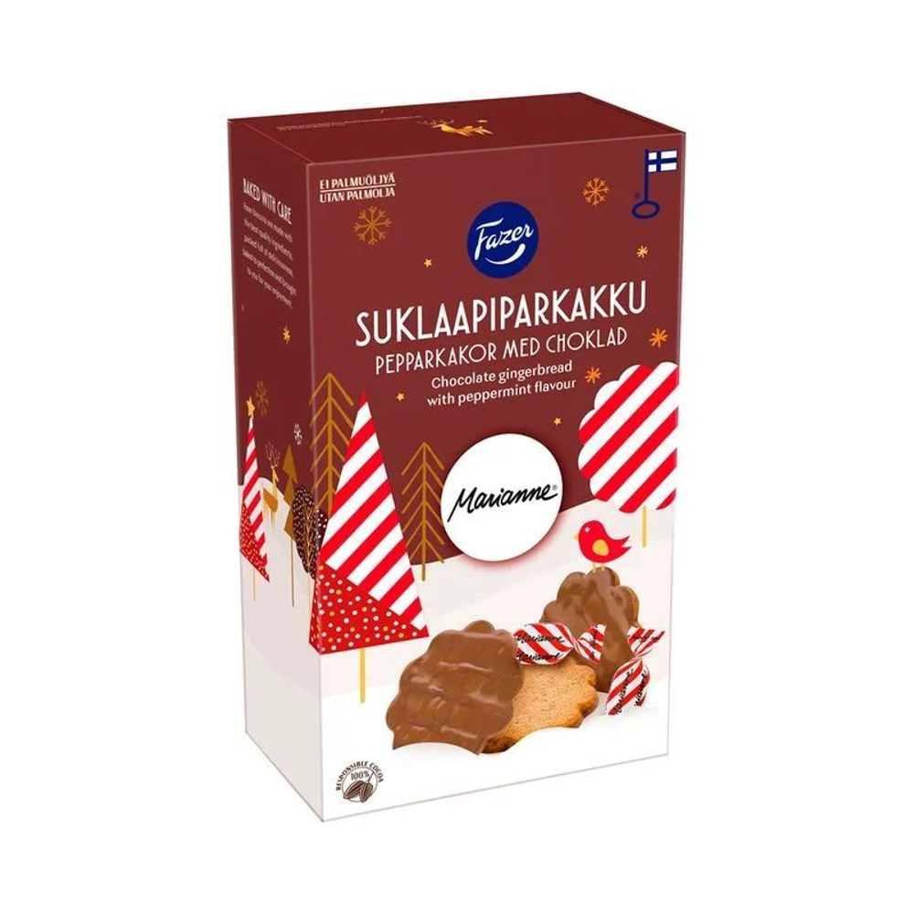 Имбирное печенье в шоколаде Fazer Marianne с мятным вкусом 175 г (из Финляндии)
