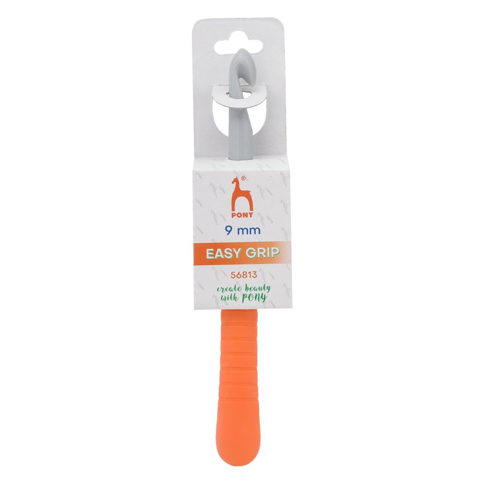 Крючок для вязания Pony Easy Grip ⌀9.0 мм, 15 см с мягкой ручкой, пластик, 56813