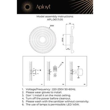 Бра настенное 5W 3000K APL.061.11.05 латунь/белый/прозрачный Anecia Aployt