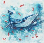 Алмазная (кристальная) мозаика Фрея, постер Кит и рыбки, 30х30 см
