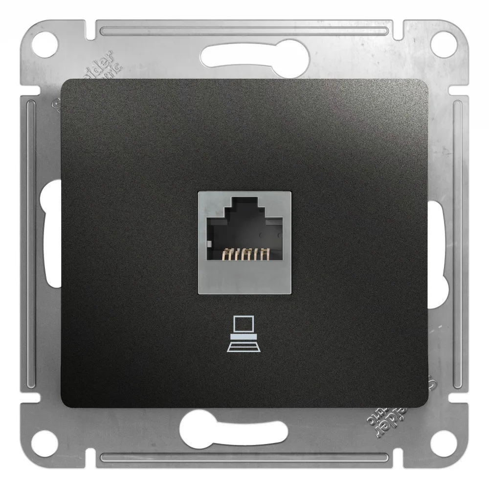GLOSSA РОЗЕТКА компьютерная RJ45 кат. 5e, механизм, АНТРАЦИТ