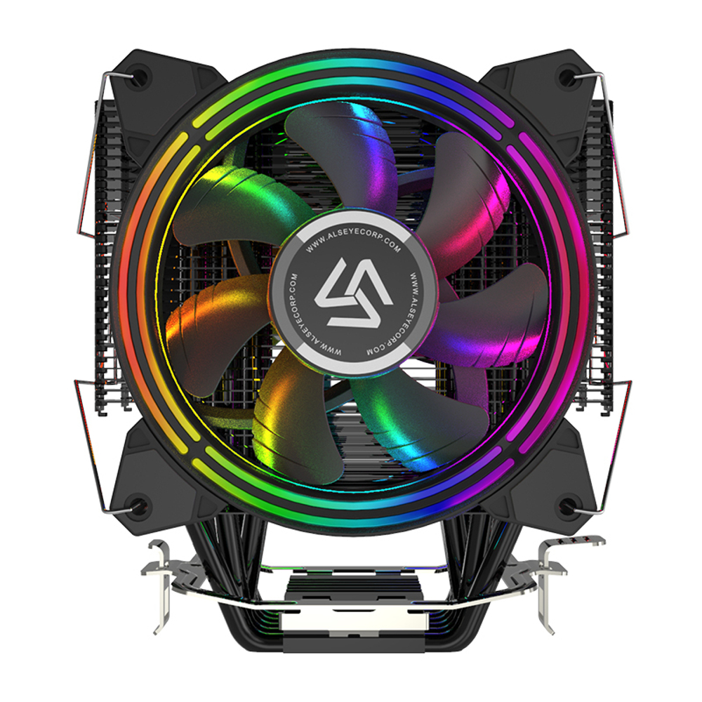 Кулер для CPU Alseye H120D V2.0, 2х120мм, 4-pin, Al+Cu, черный/FRGB, 800-2000rpm, 42.5CFM, 35.2дБ, 6-PIPE(прямой контакт), TDP 200Вт, INTEL 1700/1200/115x/775/2011, AMD AM5/AM4/AM3(+)/AM2(+)/FM2(+)/FM1, безвинтовое креплнение (AS.01.02.0009)
