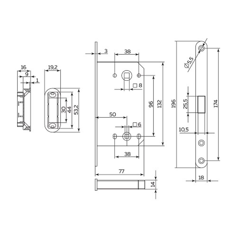 Защелка врезная магнитная FUARO M96WC-50/BL INOX SSC сатинированный хром /60273/