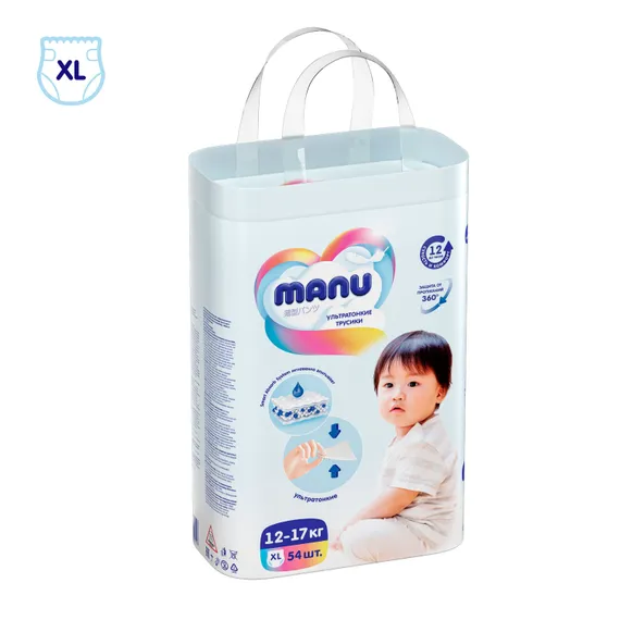 Трусики MANU ультратонкие XL (12-17 кг) 54 шт.