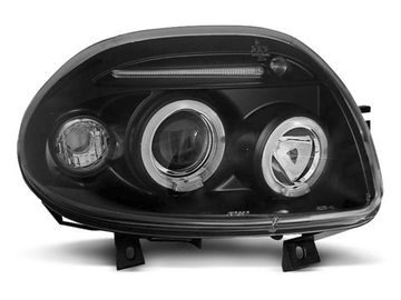 Передние фары Renault Clio 2 angel eyes black