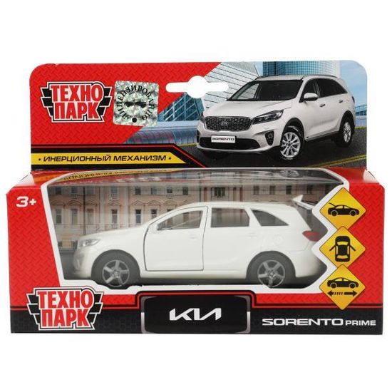 Машина металл KIA sorento prime, 12 см, двери, багаж., инерц., белый, кор. Технопарк