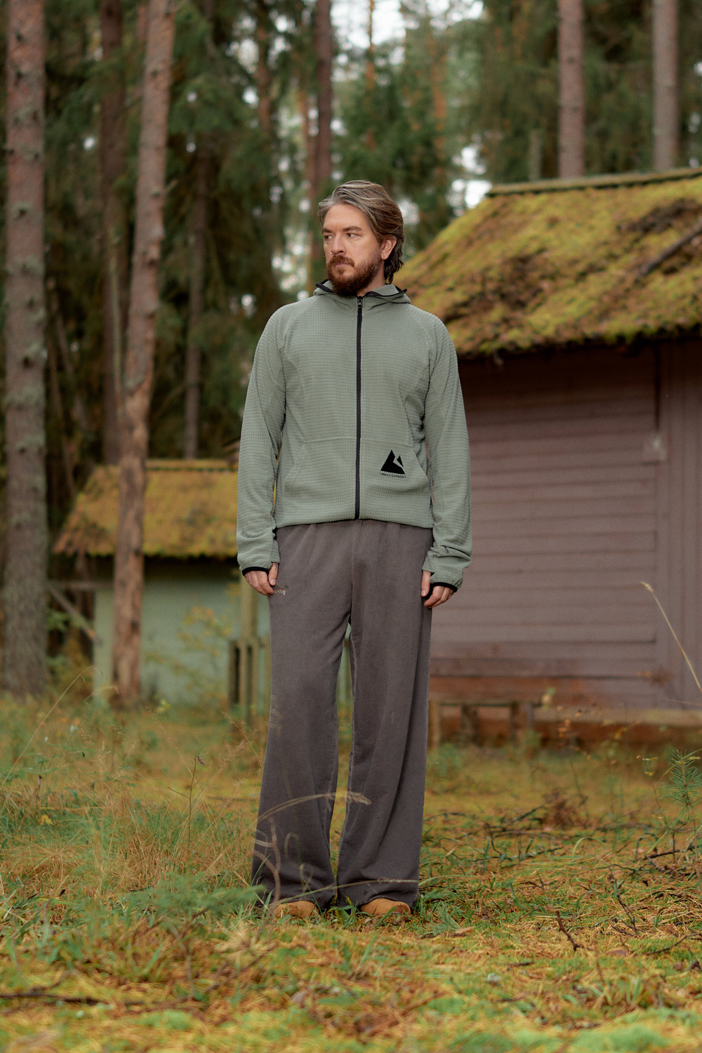 Худи Called a Garment Grid-Tex Hoodie "Olive Grey"