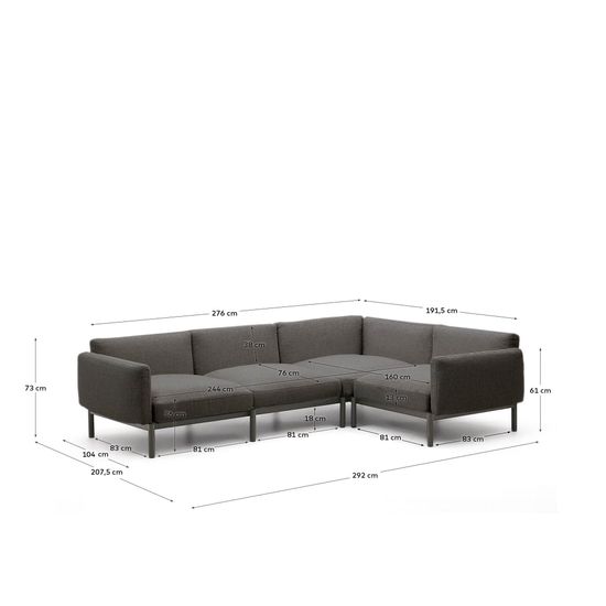 Sorells 5-местный угловой садовый диван с серой отделкой Испания La Forma