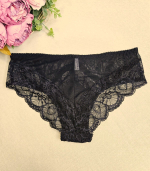 Женские трусики-слип из эластичной сетки и кружева (Размер: 6X) (Цвет: черный)