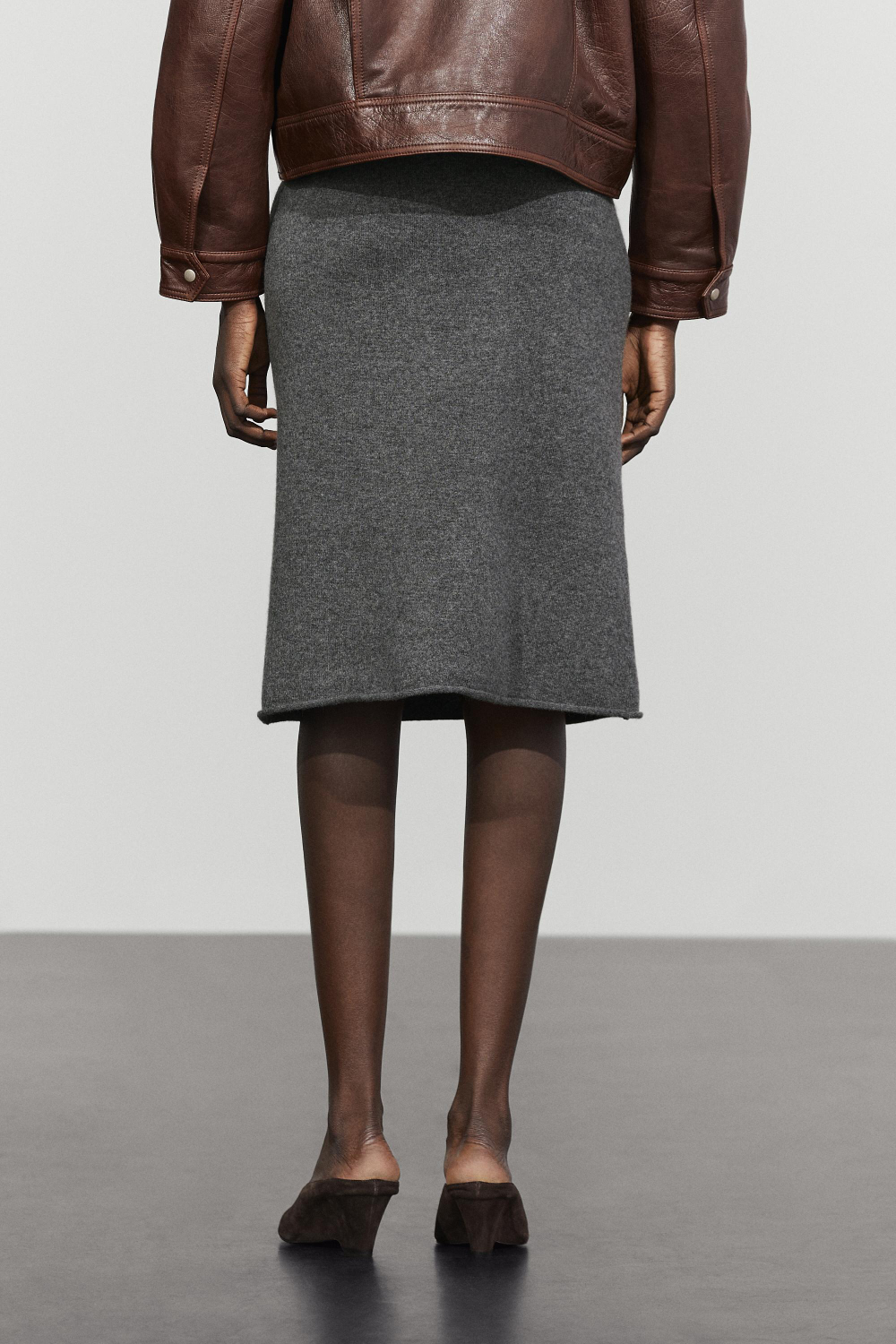 Massimo Dutti Трикотажная юбка из смесовой шерсти, средне-серый