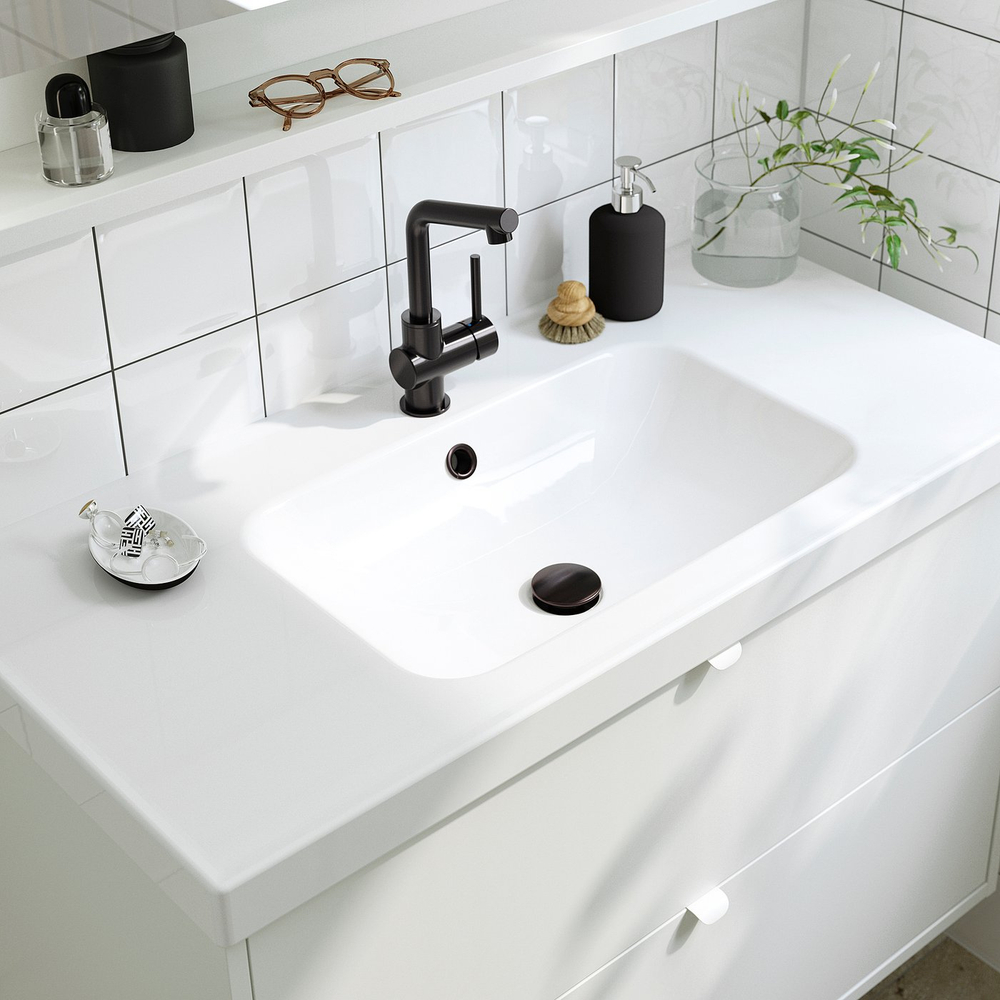 IKEA LUNDSKÄR  (ИКЕА ЛУНДСКЭР)  -  Смеситель для раковины - чёрный