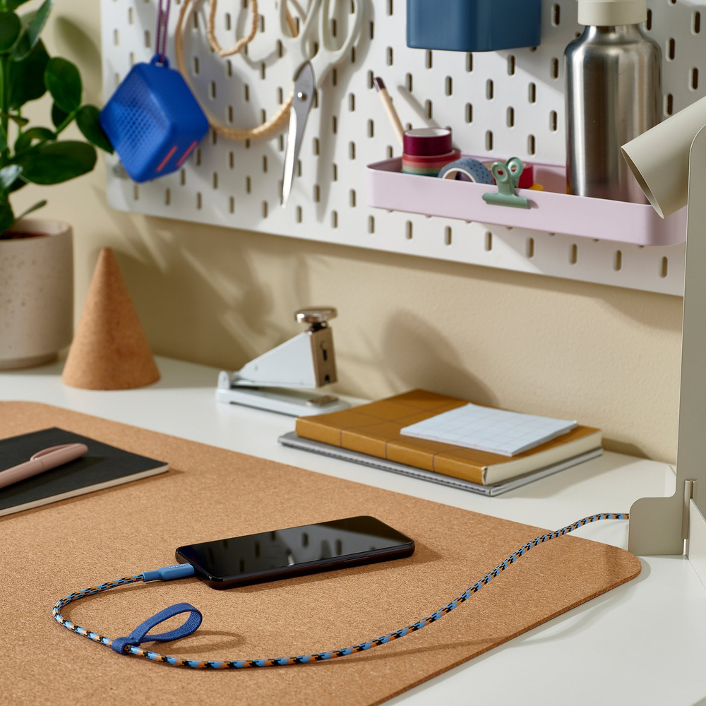 IKEA LILLHULT  (ИКЕА ЛИЛЛХУЛТ)  -  Кабель USB-A/USB-C - синий/оранжевый 1.5 м
