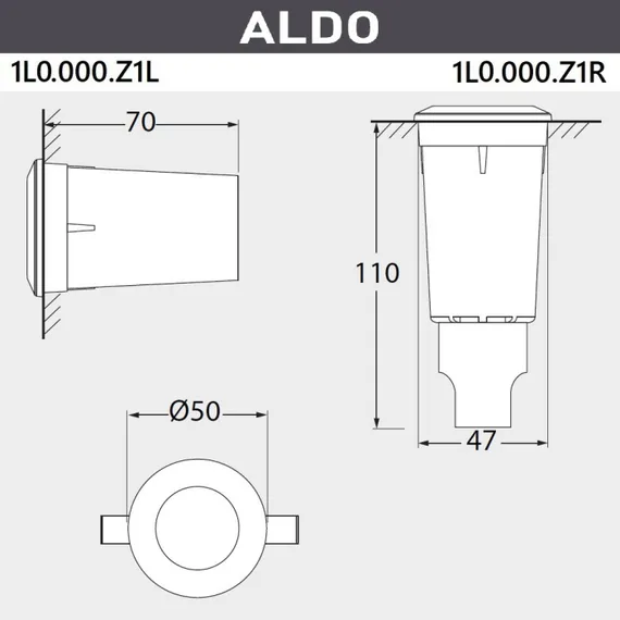 Встраиваемый светильник уличный Aldo 1L0.000.000.AXZ1L Fumagalli