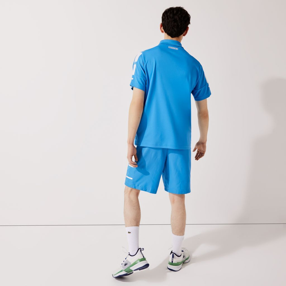 Мужские теннисные шорты Lacoste SPORT Men Printed Side Bands Shorts - blue/white
