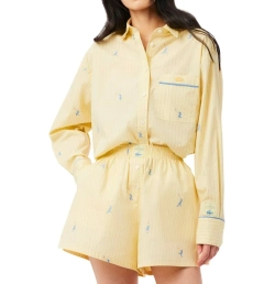 Женское поло Lacoste Oversized with Jacquard Motifs - yellow/turquin blue
