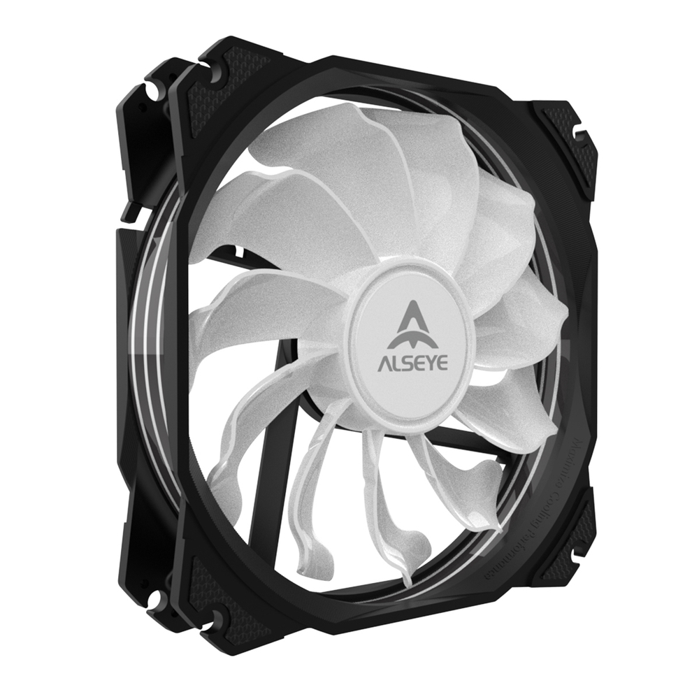 Комплект из 3 вентиляторов Alseye M120-P KIT, 120мм, 4-pin, черный-белый/ARGB, 800-1700rpm, 66CFM, 35.8дБ, контроллер, антивибропрокладки (AS.04.01.0034)