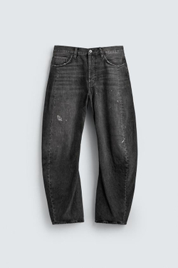 ZARA ДЖИНСЫ BARREL FIT С ДЕКОРАТИВНЫМИ ШВАМИ, УГОЛЬНЫЙ