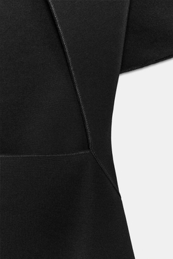 ZARA ТОП С ВЫРЕЗОМ И КОРОТКИМИ РУКАВАМИ, ЧЕРНЫЙ