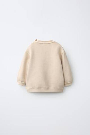 ZARA ОДНОТОННАЯ ТОЛСТОВКА ИЗ КРАШЕНОЙ ТКАНИ, СВЕТЛО-БЕЖЕВЫЙ