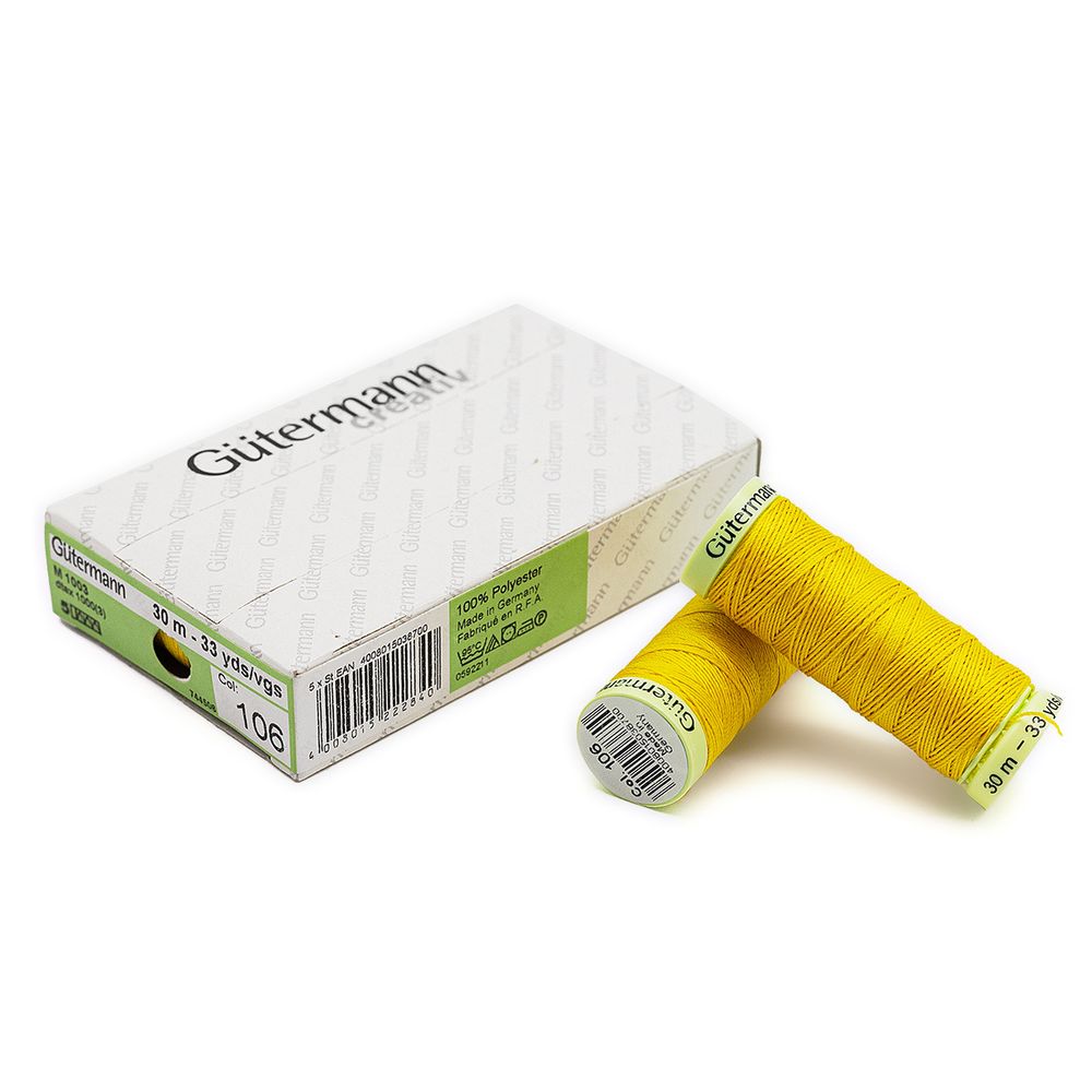 Нитки отделочные Gutermann Top Stitch 30 (30 метров), 5 кат. | 106 т.желтый