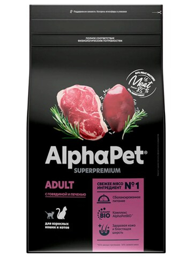 AlphaPet Adult Говядина/Печень для кошек 7 кг