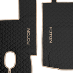 Ковры Foton Auman (экокожа, черный, бежевый кант, бежевая вышивка)
