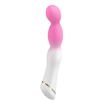 Бело-розовый вибромассажер 21,5см с круглой головкой Silicone Toys USK-V24