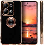 Стильный глянцевый чехол для XIAOMI REDMI NOTE 13 PRO 4G / POCO M6 PRO 4G с кольцом-подставкой и бархатной подкладкой