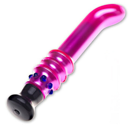 Розовый вибромассажер G-Spot из стекла, 19 см