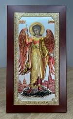Ангел Хранитель, икона ростовая, красное дерево, эмаль 160х283