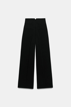 ZARA БРЮКИ ПРЯМОГО КРОЯ С ВЫСОКОЙ ПОСАДКОЙ, ЧЕРНЫЙ