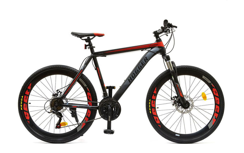 Велосипед 26" HOGGER STRIKE MD, 19", сталь, 21 ск, susp. fork, черно-красный матовый, Shimano, 2025