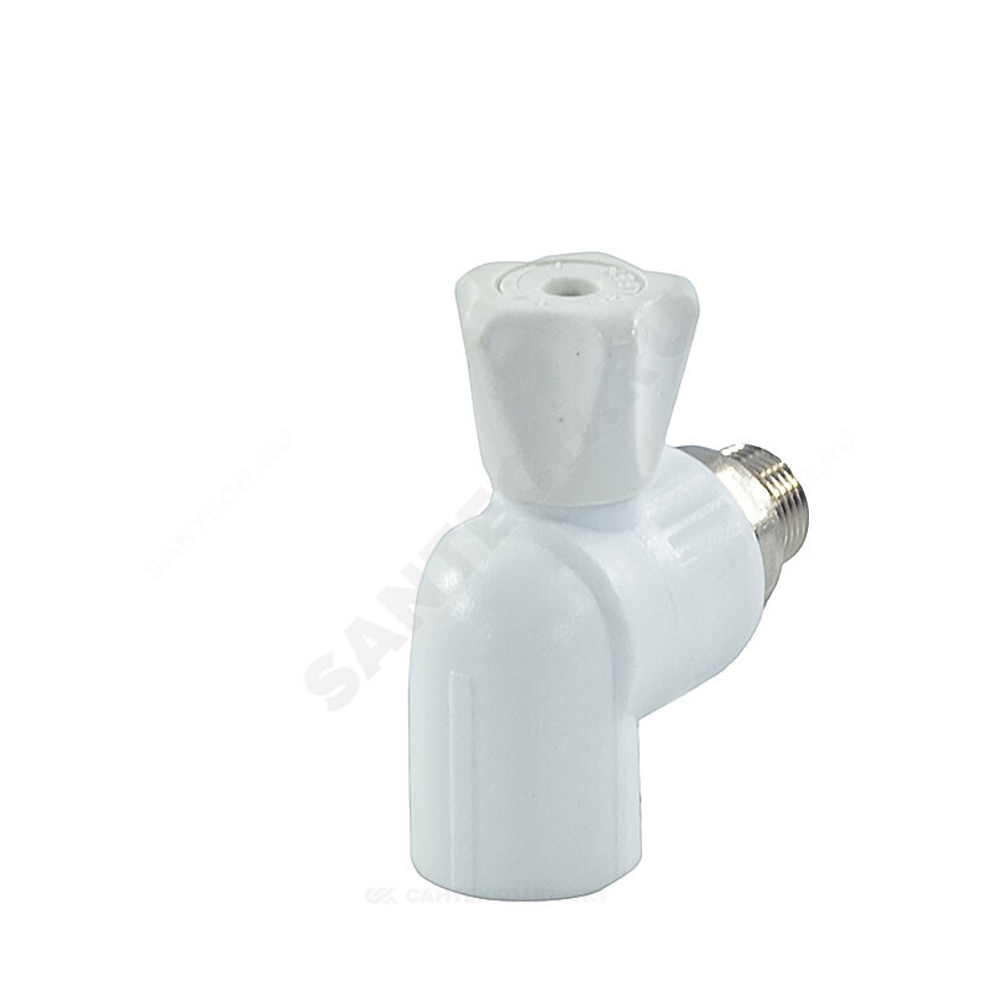 Кран шаровой PP-R белый Дн 25х1/2" НР угловой для радиатора VALFEX 10148125
