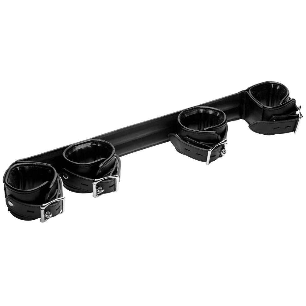 Черная распорка с манжетами для рук и ног Deluxe Rigid Spreader Bar (Цвет: черный)