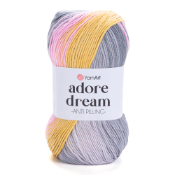 Адоре дрим (Adore dream) пряжа YarnArt 100%акрил антипилинг 5х100г/280м (1064 белый-желтый-розовый-серый)