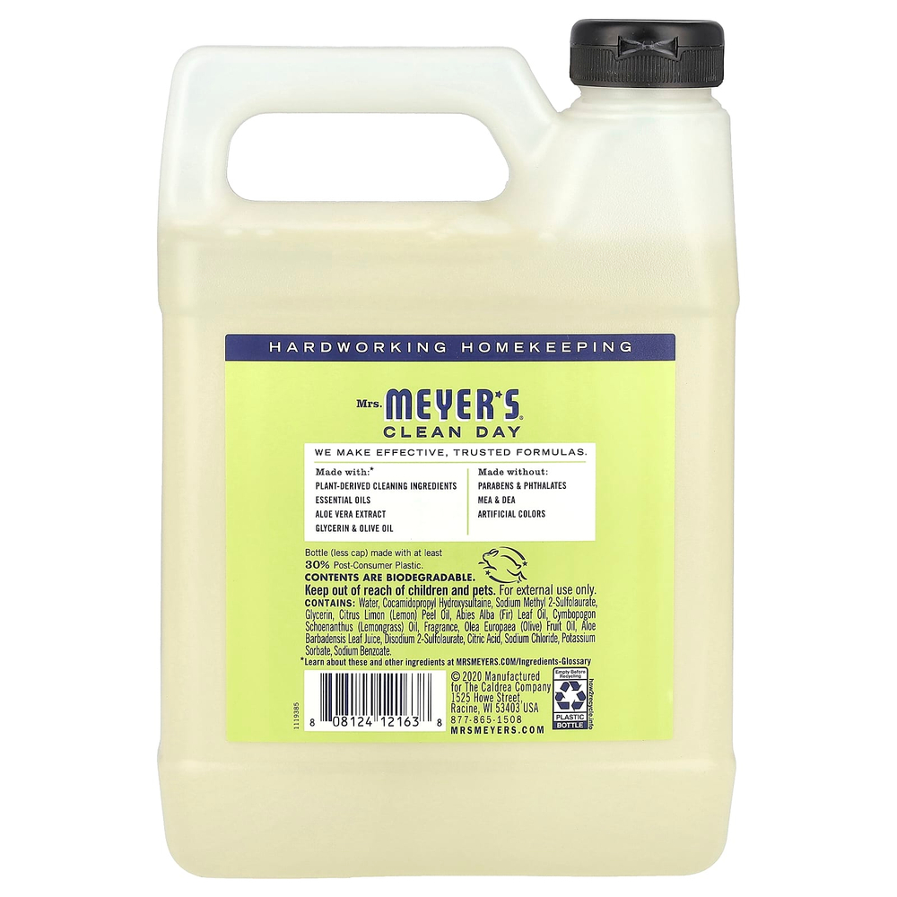 Mrs. Meyers Clean Day, Жидкое мыло для рук в экономичной упаковке с ароматом лимонной вербены, 975 мл (33 жидких унции)