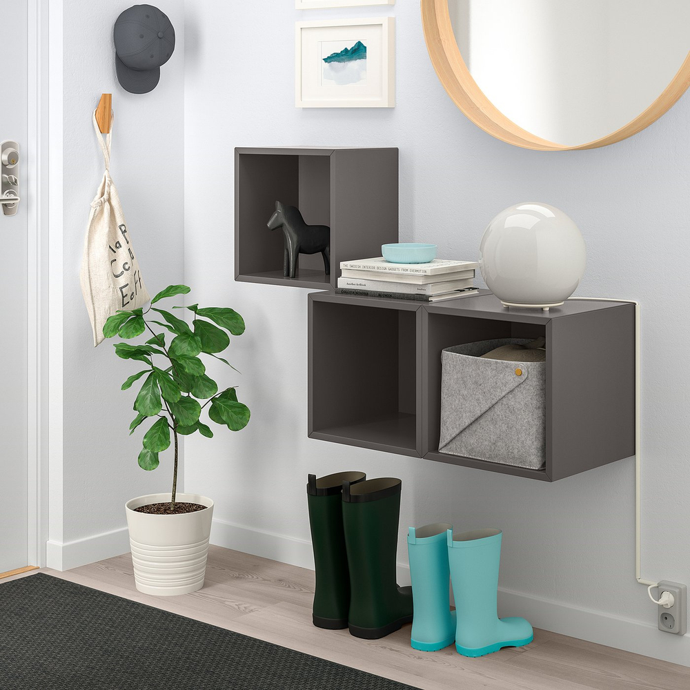 IKEA EKET  (ИКЕА ЕКЕТ)  -  Комбинация настенных шкафов - тёмно-серый 105x35x70 см