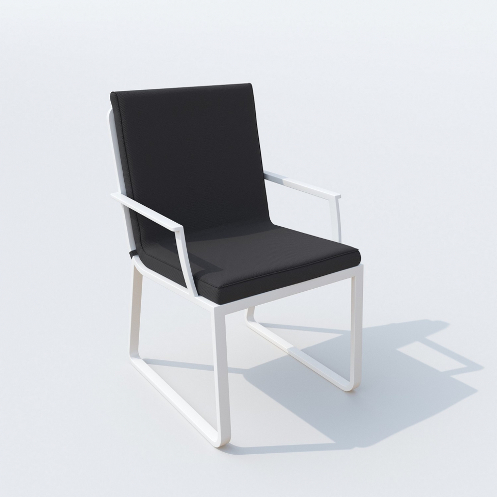 Обеденная группа Ideal Patio ДИВА АЛЬБА  каркас белый, стол стекло диа 110, ткань антрацит